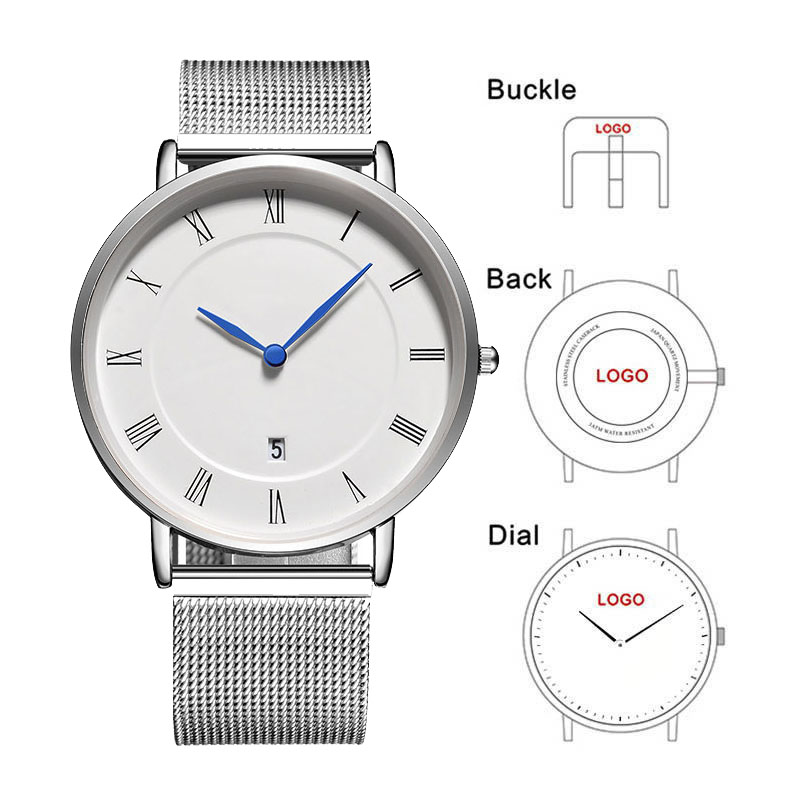 Stainless Mesh Band - B-8210N ステンレススチールメッシュストラップ クラシックシンプル メンズビジネスウォッチ カスタムロゴ名入り