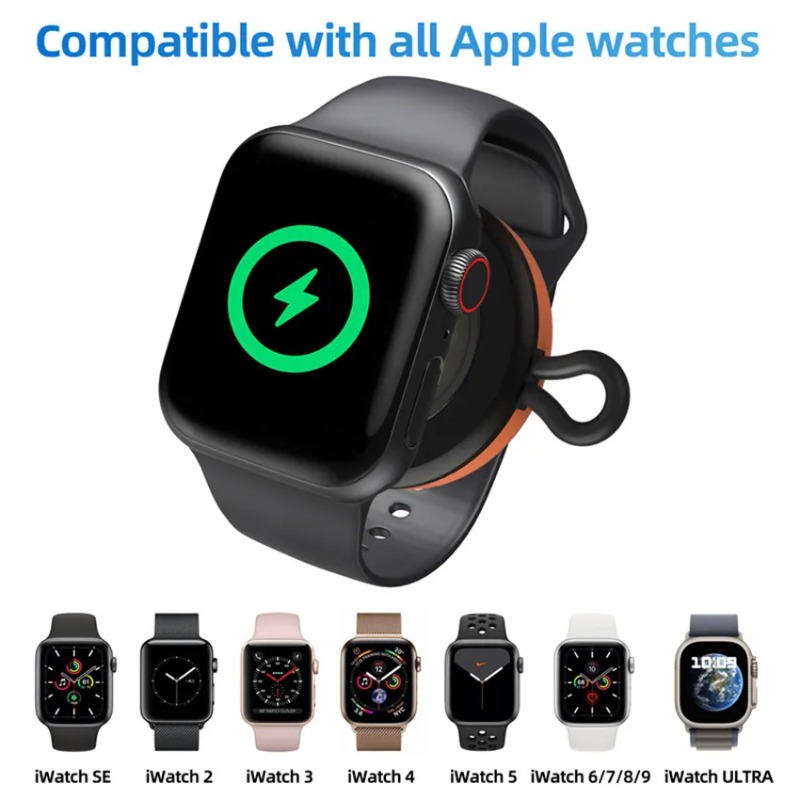 Smartwatch Watch Accessories - ミニタイプCスマートウォッチワイヤレス充電器ポータブルキーチェーン高速充電ドック（Apple Watch全シリーズ対応）旅行用デイリーアクセサリー