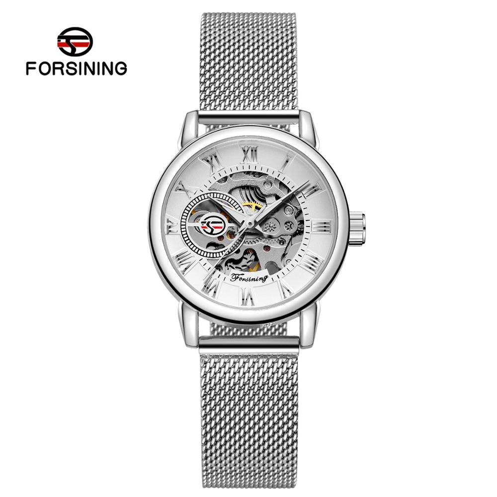 Stainless Mesh Band - 女性の機械式および自動巻き腕時計,ファッショナブル,腕時計,メッシュブレスレット,フェミニン