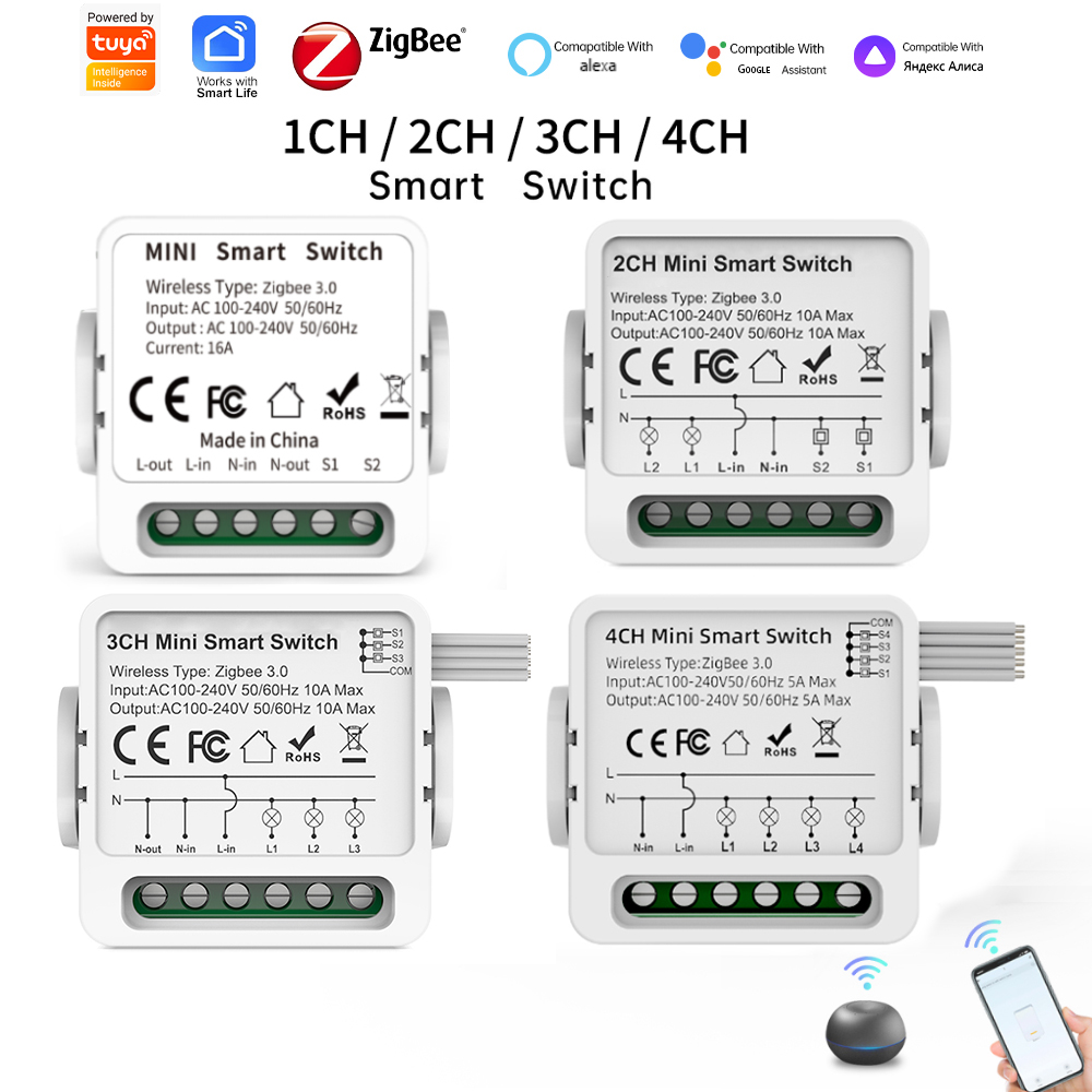 Smart Accessories - Tuya Zigbee 3.0 スマートスイッチ 1/2/3/4ウェイ ミニスマートライトブレーカー
