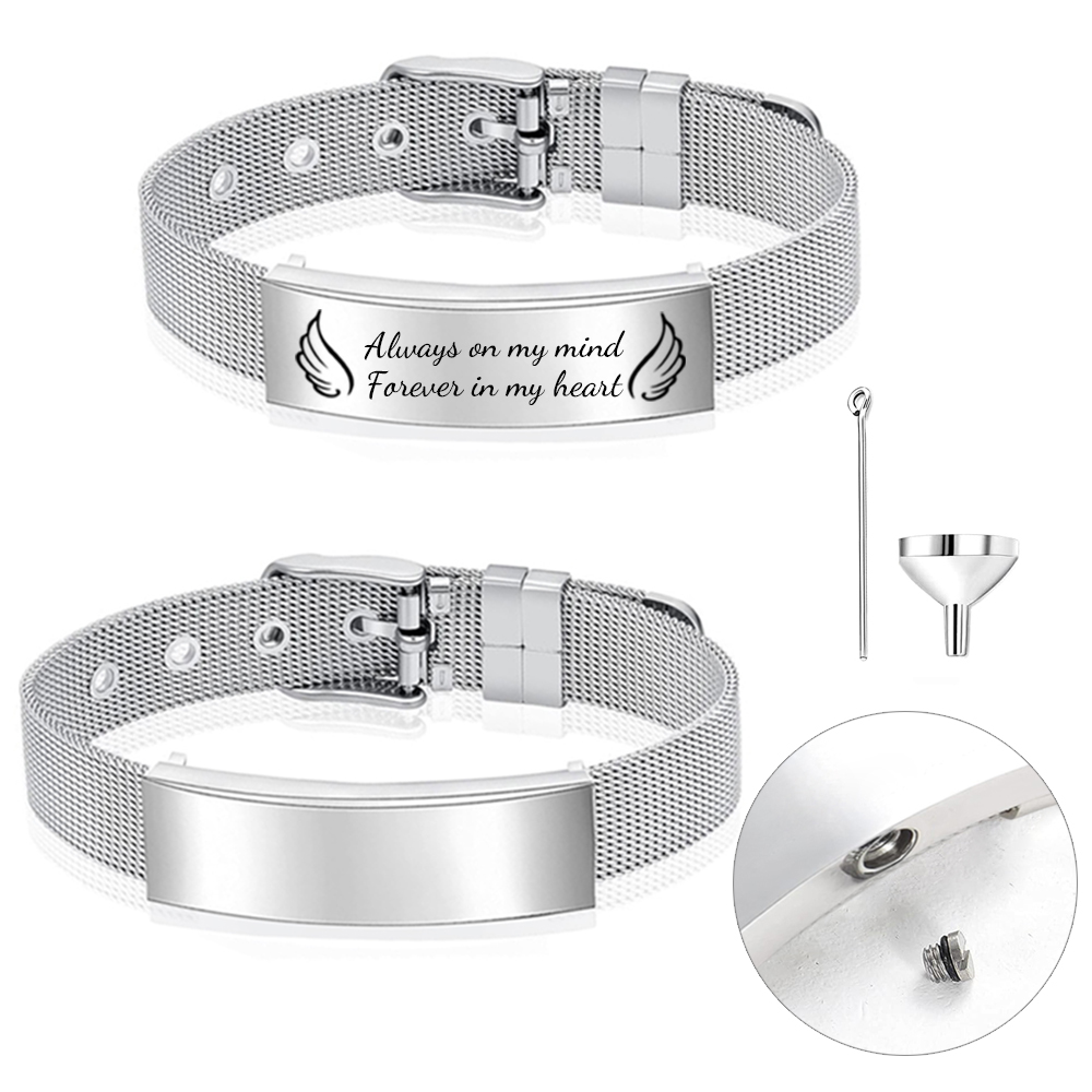 Stainless Mesh Band - 火葬ジュエリー骨壷ブレスレット e 女性男性ステンレス鋼調節可能なワイヤーメッシュ時計バンドスタイルバングルブレスレット