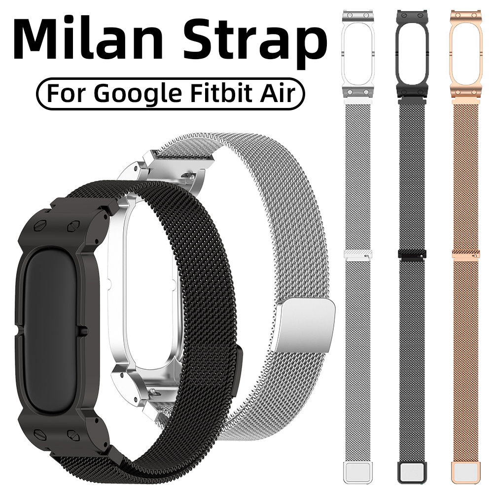 Stainless Mesh Band - ミラネーゼ時計バンド Fitbit Air 用ステンレス鋼メッシュストラップ交換用磁気ブレスレット金属リストバンド男性女性