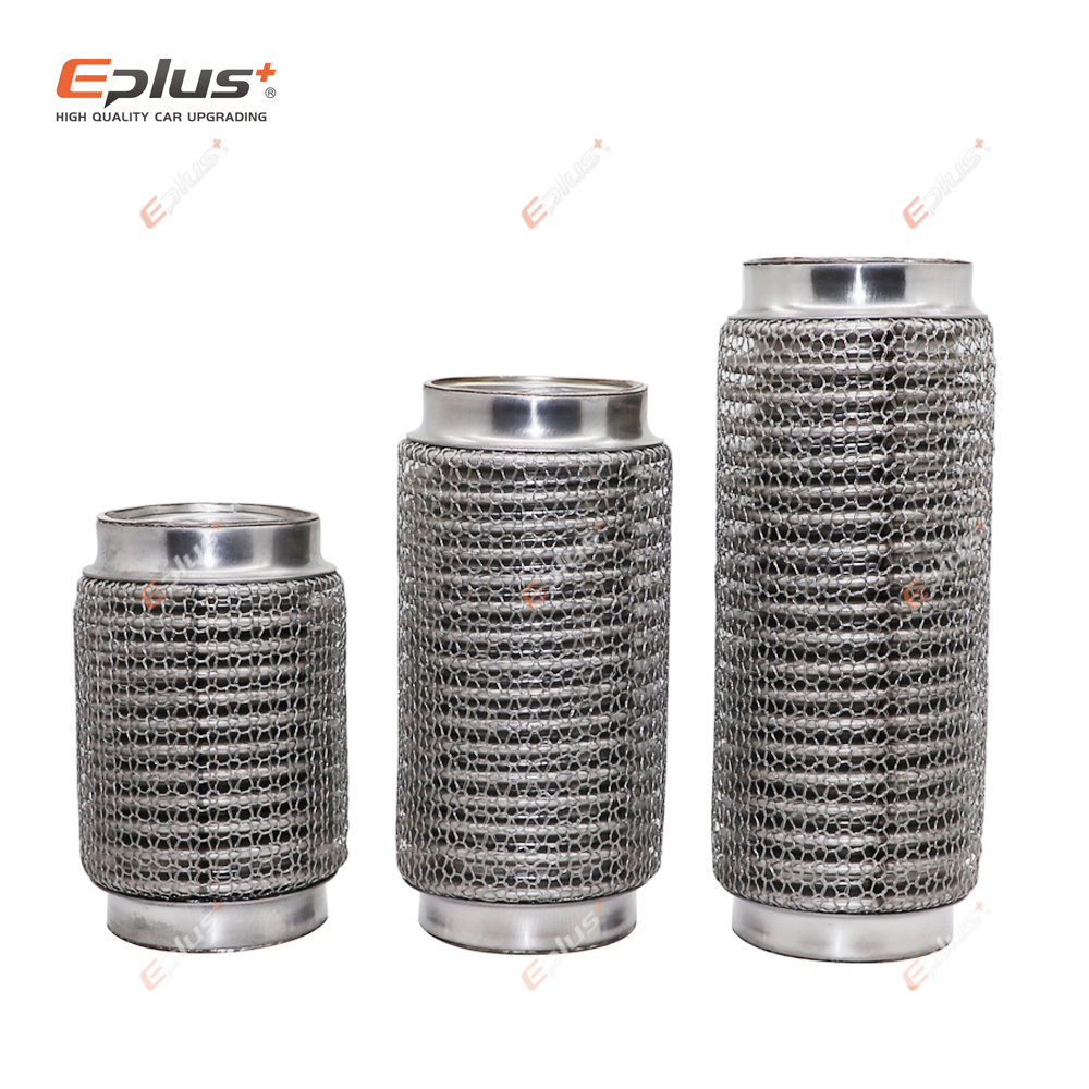 Stainless Mesh Band - EPLUSユニバーサルカーエキゾーストチューブ伸縮式フレキシブル接続スチールメッシュベローズステンレス鋼マフラーパイプコネクター溶接済み