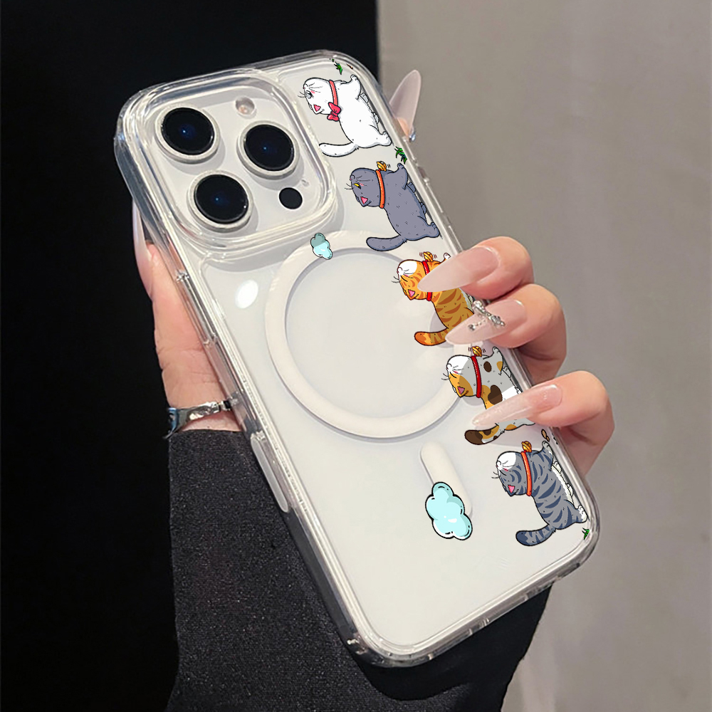 Apple Iphone 16 - かわいい漫画猫柄クリアスマホケース iPhone 17 11 12 13
