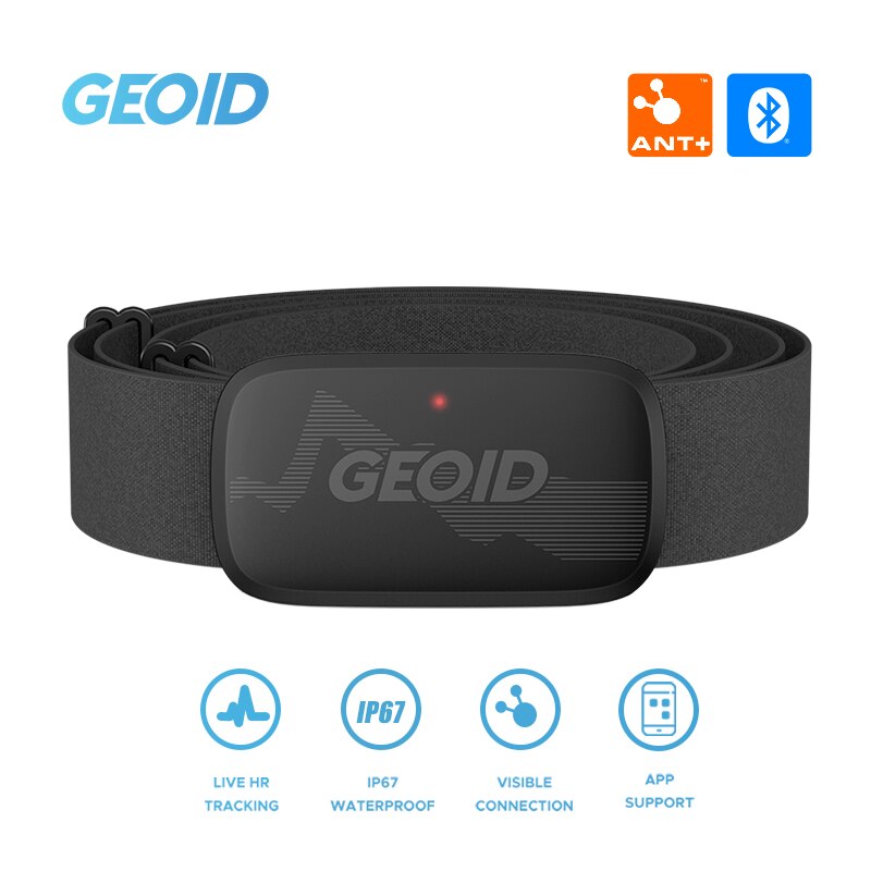 Rugged Sport Strap - 心拍数モニター,フィットネス機器,Bluetoothセンサー,胸部ストラップトラッキング,LEDライト,GEOID-HS500