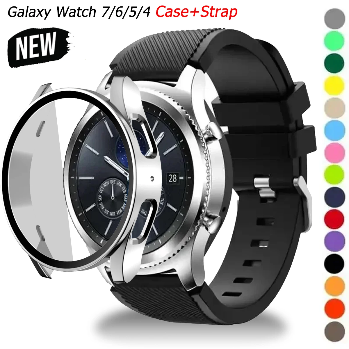 Accessories For Galaxy Watch 5 - ガラスケース + バンドサムスンギャラクシーウォッチ 7/6/5/4 40 44