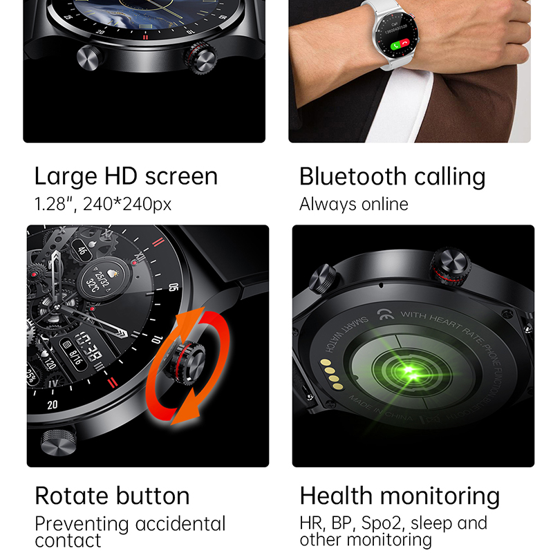 ECG+PPG ブルートゥース通話スマートウォッチ メンズ  - Smartwatch Face のレビューと価格