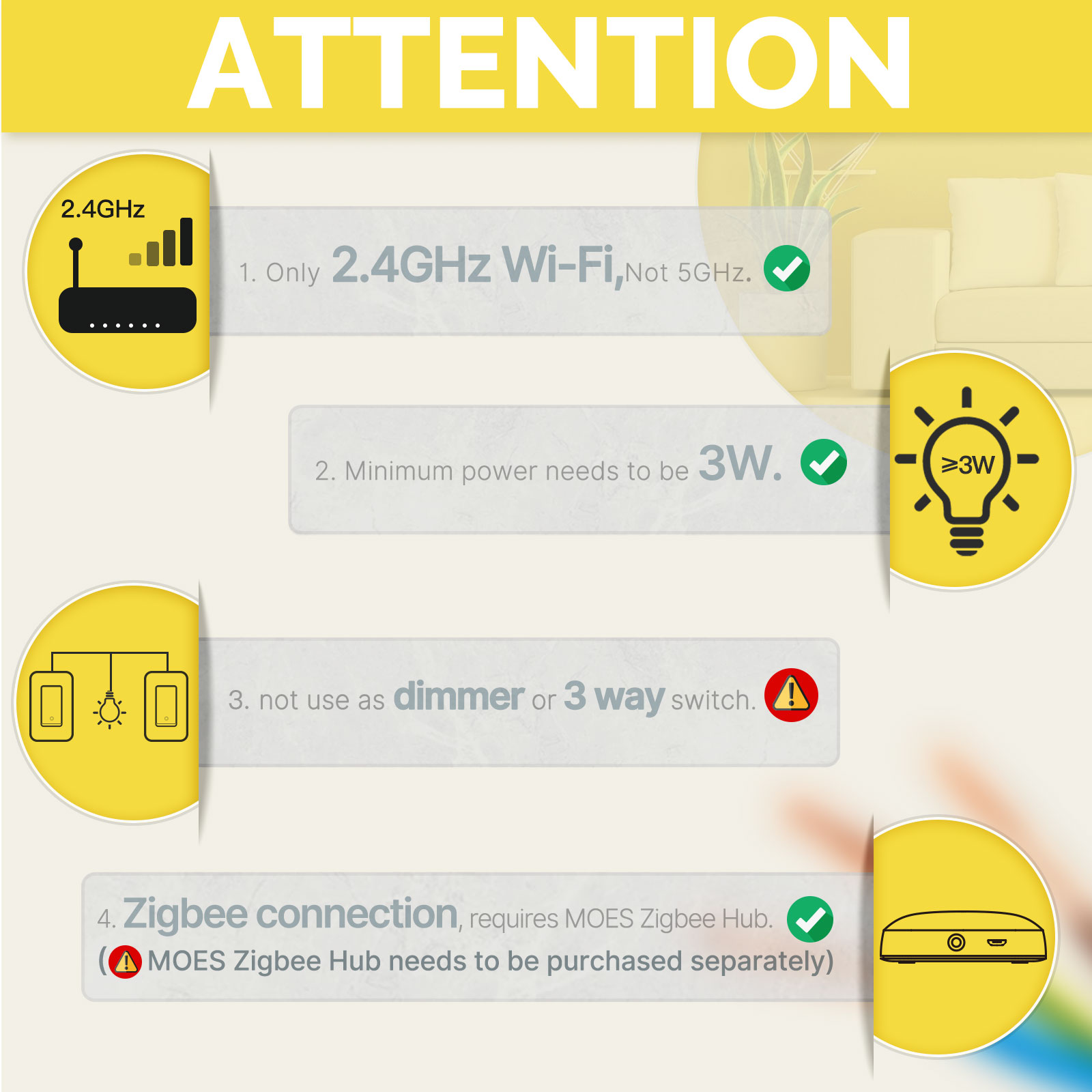 MOES US標準 Zigbee スマートライトスイッチ 1 - Smart Accessories のレビューと価格