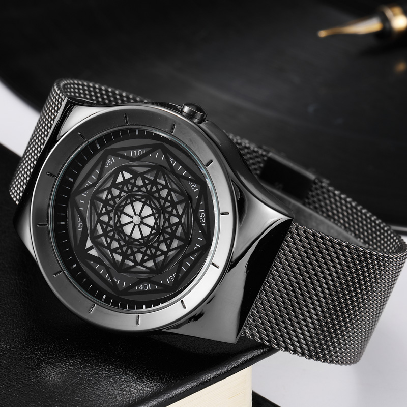 Geek-男性用ミニマリスト腕時計,クォーツウォッチ,レザー - Stainless Mesh Band のレビューと価格